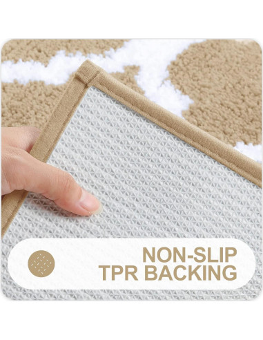 Conjunto de Alfombrillas de Baño OLANLY 2 Piezas Microfibra Beige