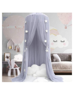 Dosel de Cama para Niñas OldPAPA Gris - Mosquitera Princesa 240cm