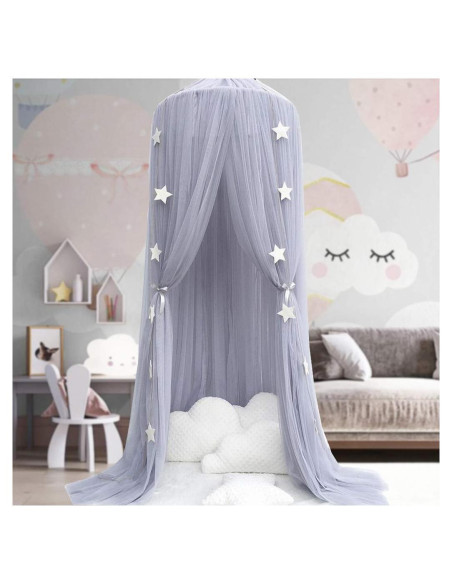 Dosel de Cama para Niñas OldPAPA Gris - Mosquitera Princesa 240cm