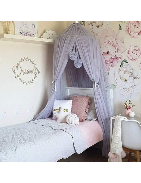 Dosel de Cama para Niñas OldPAPA Gris - Mosquitera Princesa 240cm