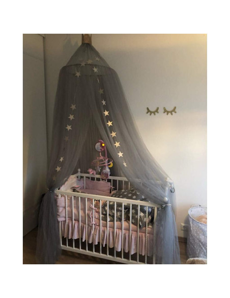 Dosel de Cama para Niñas OldPAPA Gris - Mosquitera Princesa 240cm