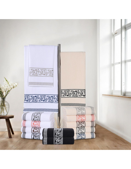 Juego de 4 Toallas de Baño Superior Algodón Atenas Negro