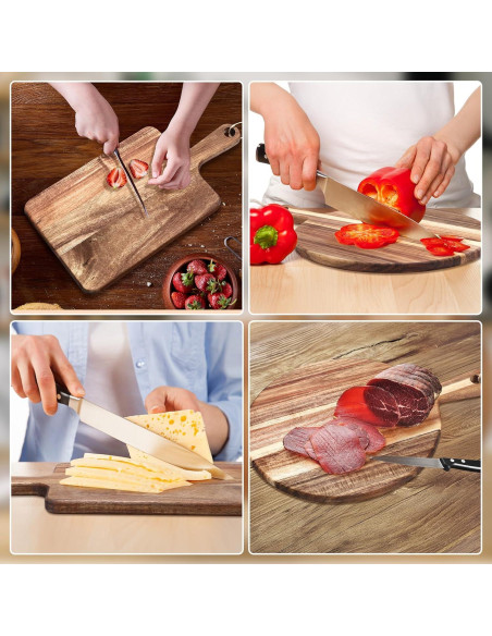 Juego de 2 Tablas de Cortar de Madera de Acacia Hsei 40.64x30.48cm