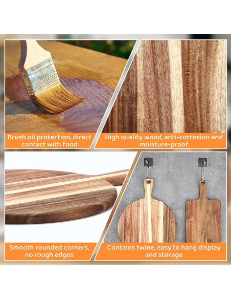 Juego de 2 Tablas de Cortar de Madera de Acacia Hsei 40.64x30.48cm