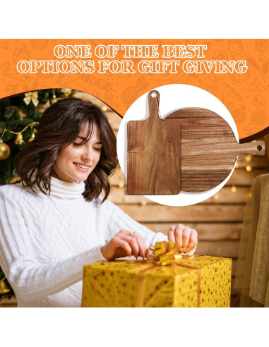 Juego de 2 Tablas de Cortar de Madera de Acacia Hsei 40.64x30.48cm