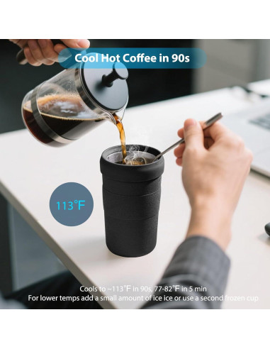 Taza de Café Helado UZG 16oz Doble Pared Aislada Negra