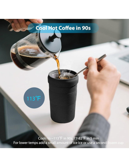 Taza de Café Helado UZG 16oz Doble Pared Aislada Negra