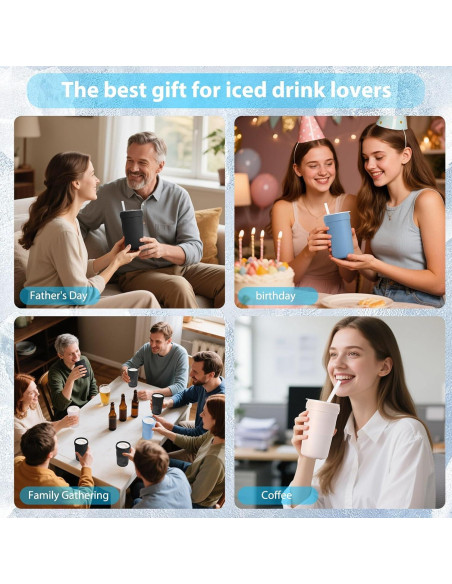 Taza de Café Helado UZG 16oz Doble Pared Aislada Negra