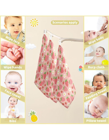 Toallitas de Muselina Moudou Fresa 30x30 cm - 3 Paquete