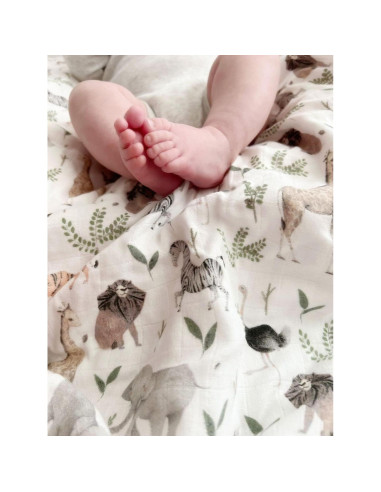 Manta de Muselina Little Jump 120x120 cm Jungla-2 Suave