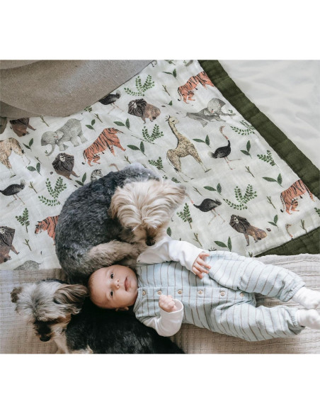 Manta de Muselina Little Jump 120x120 cm Jungla-2 Suave