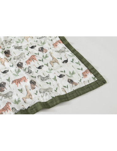 Manta de Muselina Little Jump 120x120 cm Jungla-2 Suave