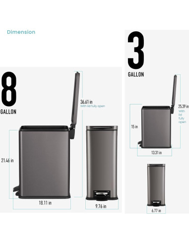Conjunto de Basureros Slim Home Zone Living 30L y 11L Negro