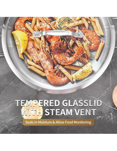 Sartén de Acero Inoxidable 3QT LOLYKITCH con Tapa 26CM