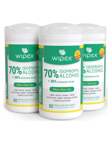Toallitas de Alcohol Isopropílico 70% Wipex - 240 Toallitas