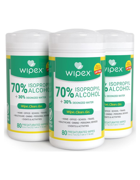 Toallitas de Alcohol Isopropílico 70% Wipex - 240 Toallitas