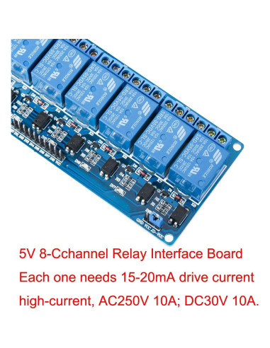 Módulo de Relé de 8 Canales Lystin DC 5V 10A para Microcontroladores