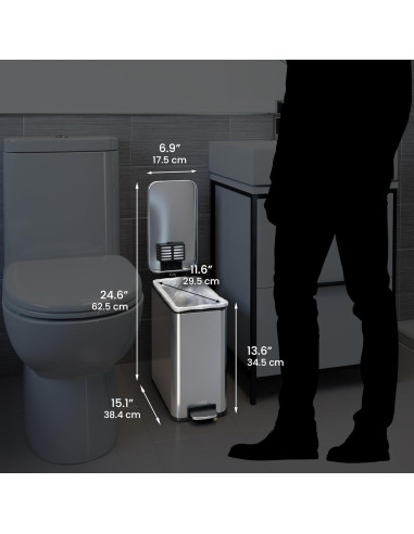 Basurero de Baño iTouchless 11.4L Acero Inoxidable con Tapa
