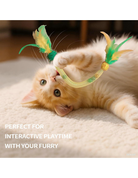 Juguetes para Gatos Coivnl - Paquete de 2 con Plumas y Pom-Pom