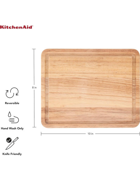 Tabla de Cortar KitchenAid Clásica Madera de Caucho 25.4x20.6cm