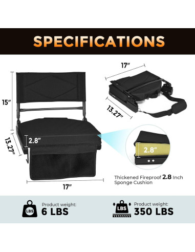 Silla de Estadio Plegable Behairity BYASS con Respaldo Alto