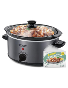 Olla de Cocción Lenta KOOC 4qt Cerámica Apta Lavavajillas Gris