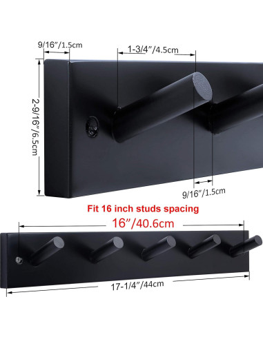 Perchero de pared WEBI negro 5 ganchos 43.66 cm bambú