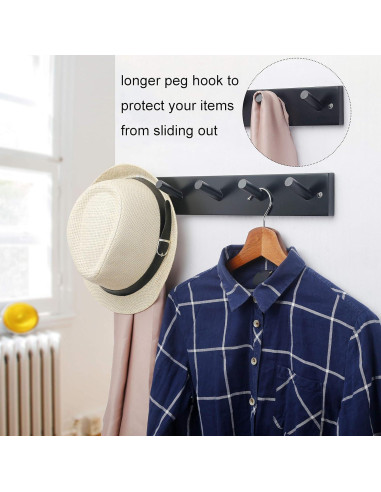 Perchero de pared WEBI negro 5 ganchos 43.66 cm bambú