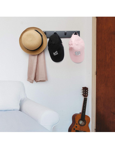 Perchero de pared WEBI negro 5 ganchos 43.66 cm bambú