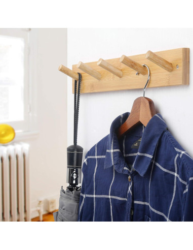 Perchero de pared WEBI negro 5 ganchos 43.66 cm bambú