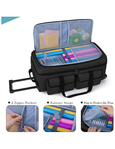 Bolsa de Transporte Rodante Yarwo para Cricut y Silhouette 59x30x24cm