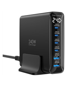 Cargador USB-C 240W GaN 6 Puertos con Pantalla LED - Topadre