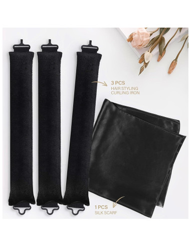 Rizadores de Cabello Sin Calor Grasling Jumbo Negro Mediano