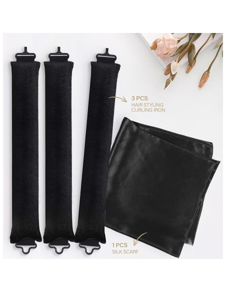 Rizadores de Cabello Sin Calor Grasling Jumbo Negro Mediano