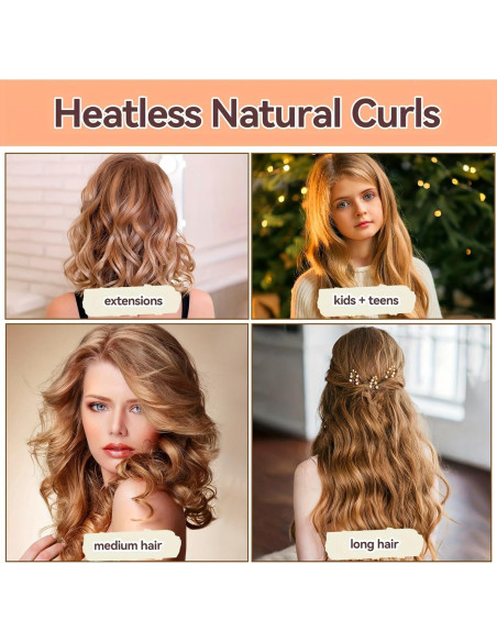 Rizadores de Cabello Sin Calor Grasling Jumbo Negro Mediano