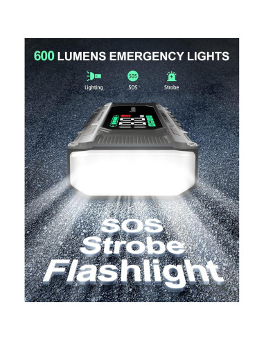 Arrancador de Batería Portátil Geeneu W26 6000A 12V con Pantalla