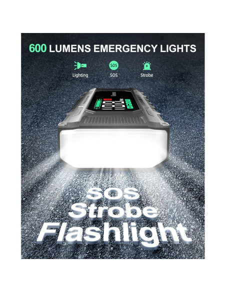 Arrancador de Batería Portátil Geeneu W26 6000A 12V con Pantalla