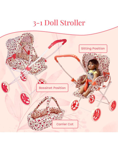 Carrito de Muñecas 3-en-1 The New York Doll Collection Floral