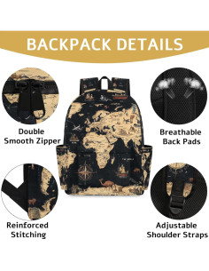 Mochila Infantil PATTERNFUL 15" Mapa del Mundo Resistente 2