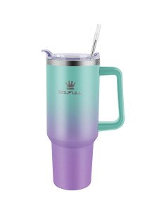 Taza de 40 oz Soufull VerdePúrpura Aislada a Prueba de Fugas 2