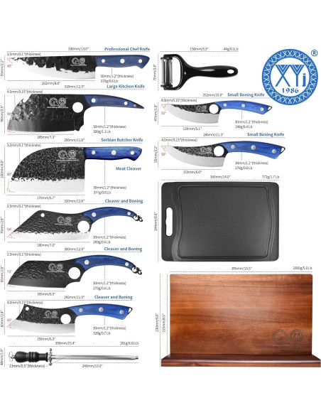 Conjunto de Cuchillos de Cocina XYJ 12 Pcs con Bloque Magnético