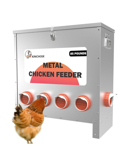 Comedero Automático de Metal Kinchoix 38.56kg 10 Puertos