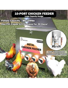 Comedero Automático de Metal Kinchoix 38.56kg 10 Puertos 2