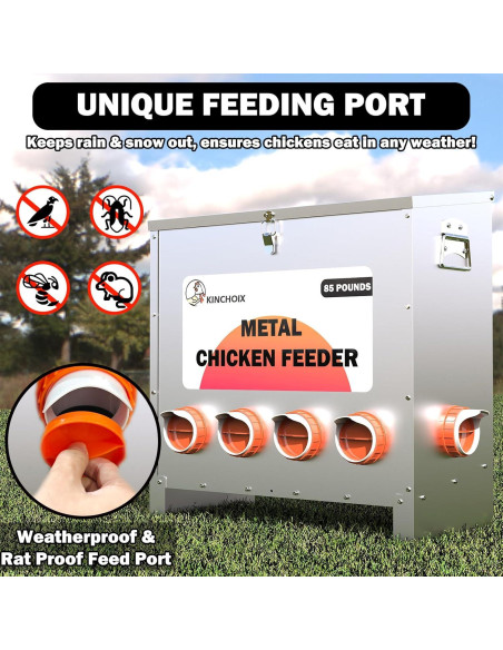 Comedero Automático de Metal Kinchoix 38.56kg 10 Puertos