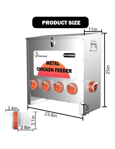 Comedero Automático de Metal Kinchoix 38.56kg 10 Puertos
