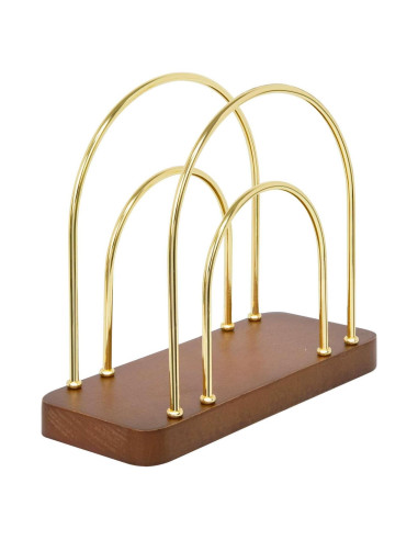 Soporte de Servilletas Qiannhee Dorado con Base de Madera de Haya