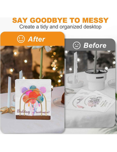 Soporte de Servilletas Qiannhee Dorado con Base de Madera de Haya