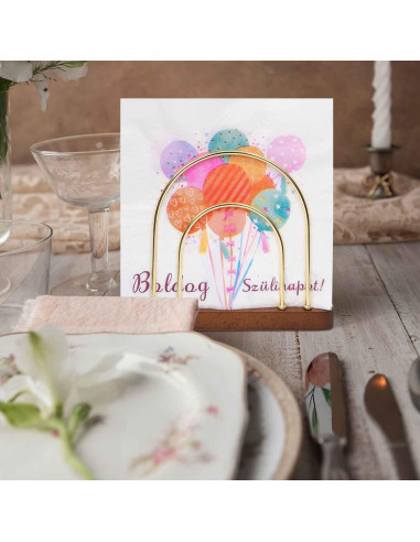 Soporte de Servilletas Qiannhee Dorado con Base de Madera de Haya