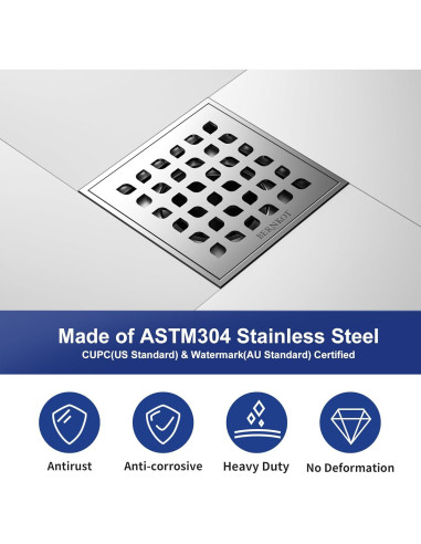Desagüe Cuadrado 10.16 cm Bernkot Acero Inoxidable 304