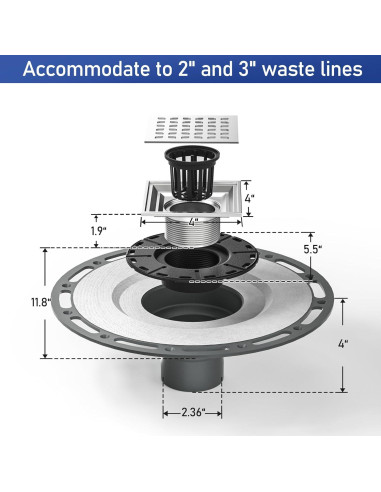 Desagüe Cuadrado 10.16 cm Bernkot Acero Inoxidable 304